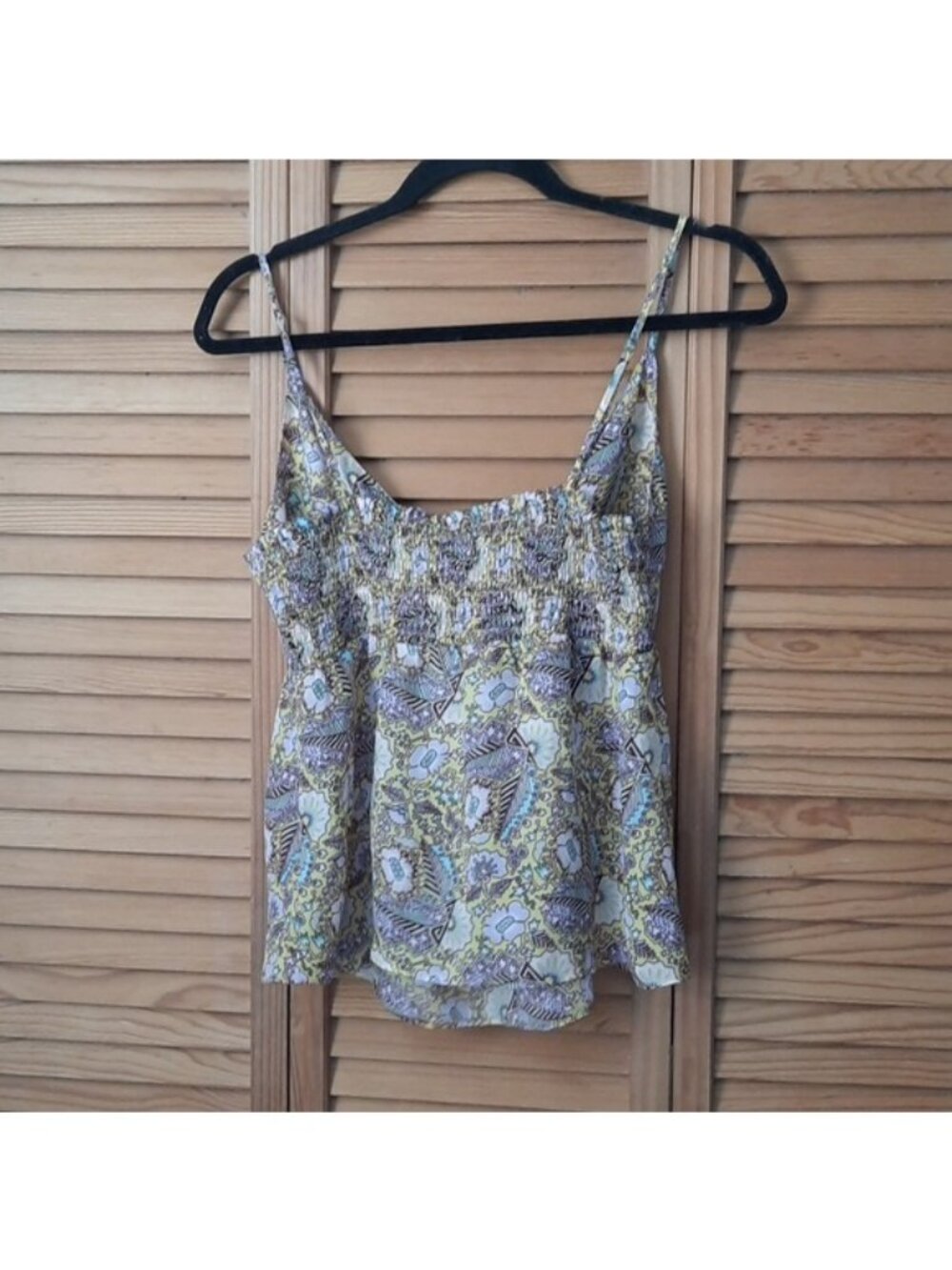 Ella Moss NWT Yellow Brown Blue Floral Print Adjustable Spaghetti Strap Top S - Picture 3 of 11
